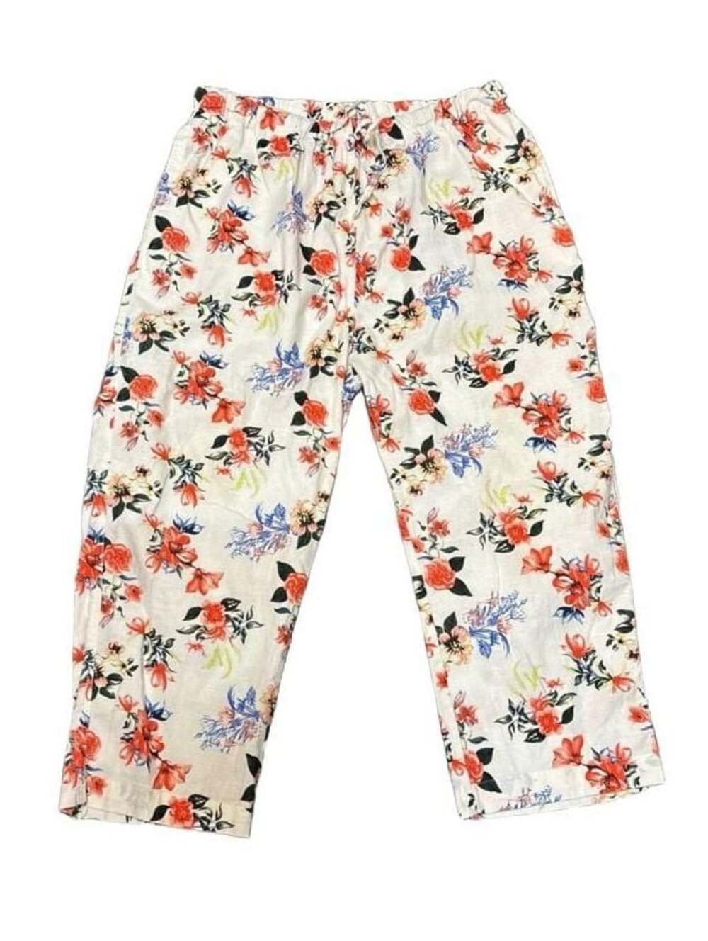 Easy Essentials Floral Elastic Waist Pant Size XL 100 % Cotton